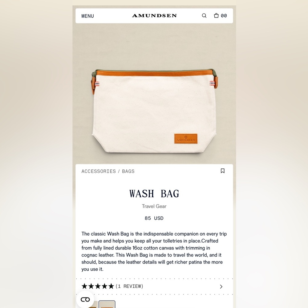 Amundsen White Wash Bag NWT